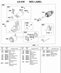 Starter Motor 08 Kw Red Label Diagram and Parts List for 581447-0375-E2  Briggs and Stratton Engine